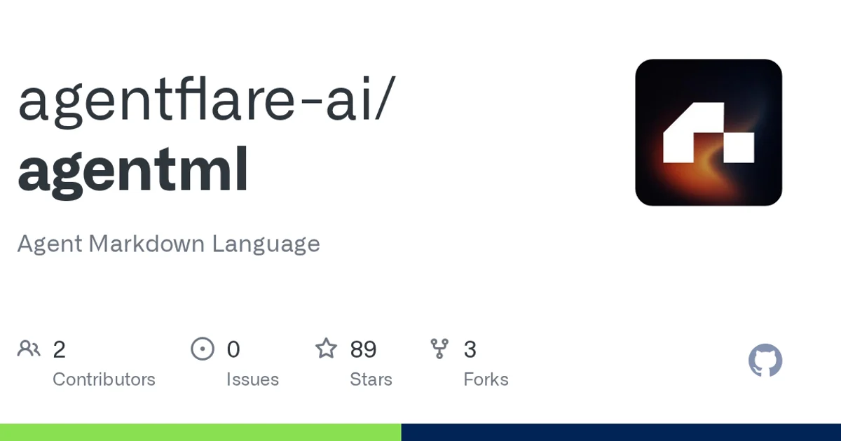 GitHub social preview card for agentflare-ai/agentml