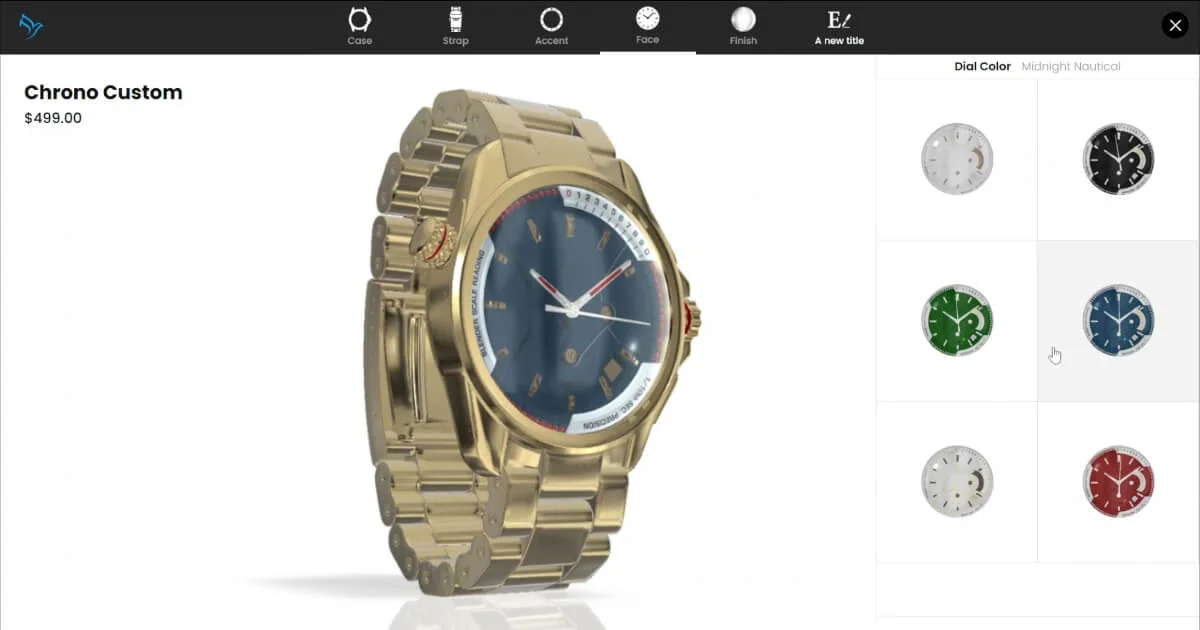 Aircada 3D product configurator interface