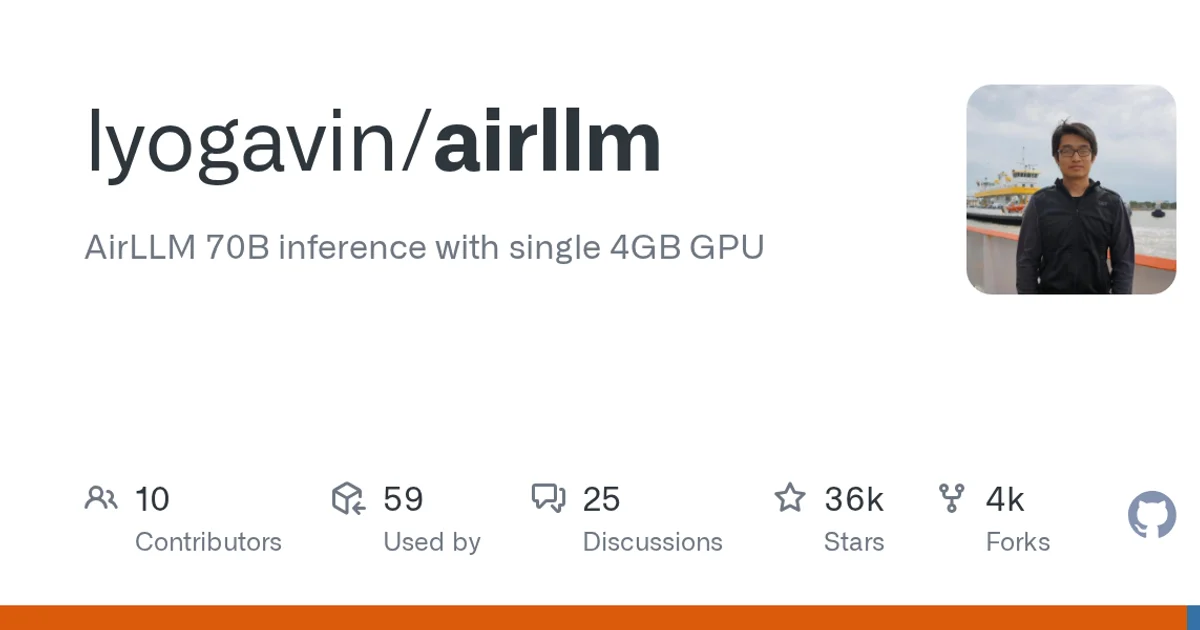 GitHub social preview card for lyogavin/airllm