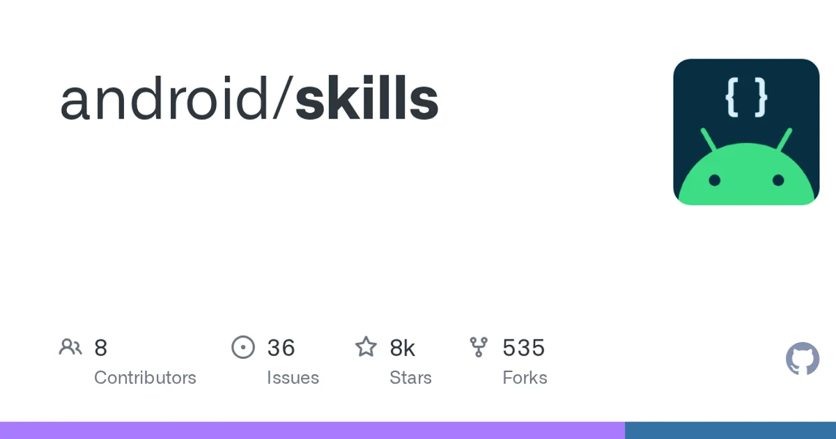 GitHub social preview card for android/skills