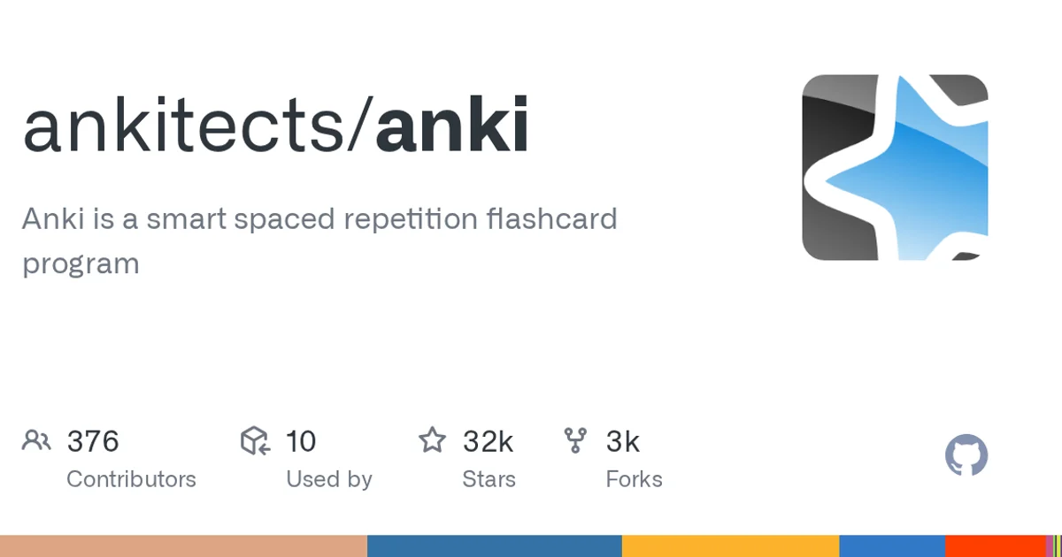 GitHub social preview card for ankitects/anki