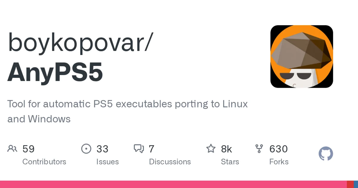 GitHub social preview card for boykopovar/AnyPS5