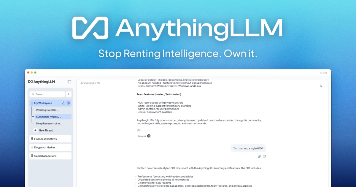 AnythingLLM product screenshot
