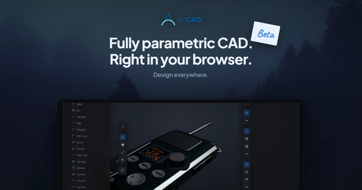 Arcad — parametric CAD running in the browser