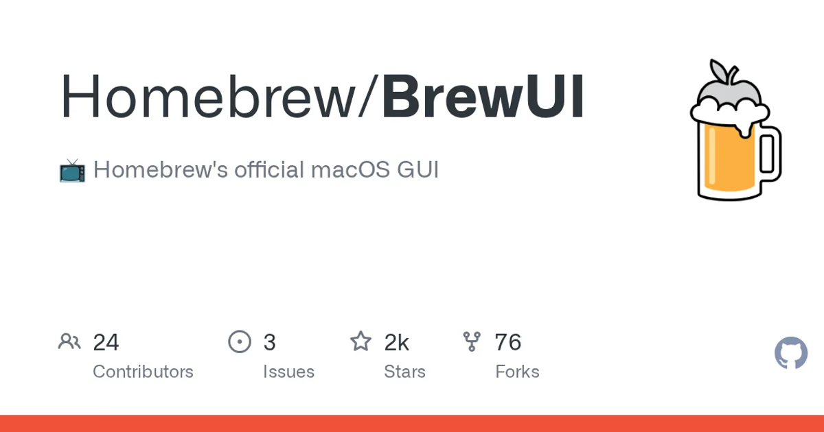 GitHub social preview card for Homebrew/BrewUI