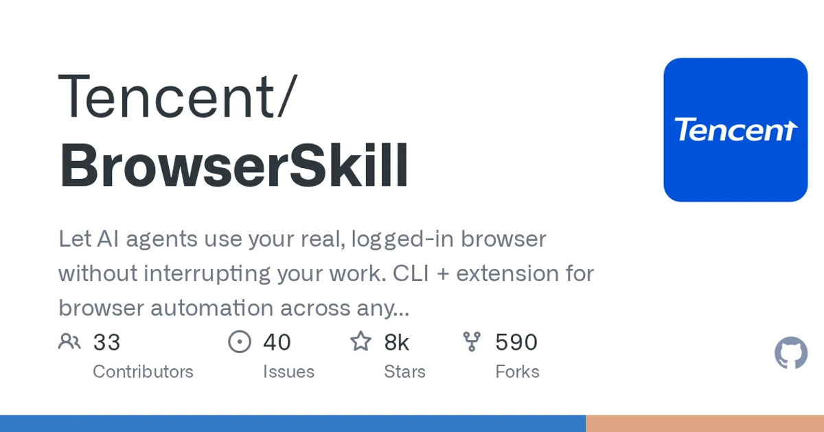 GitHub social preview card for Tencent/BrowserSkill