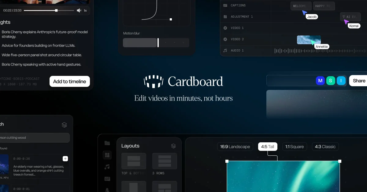 Cardboard AI video editor product thumbnail