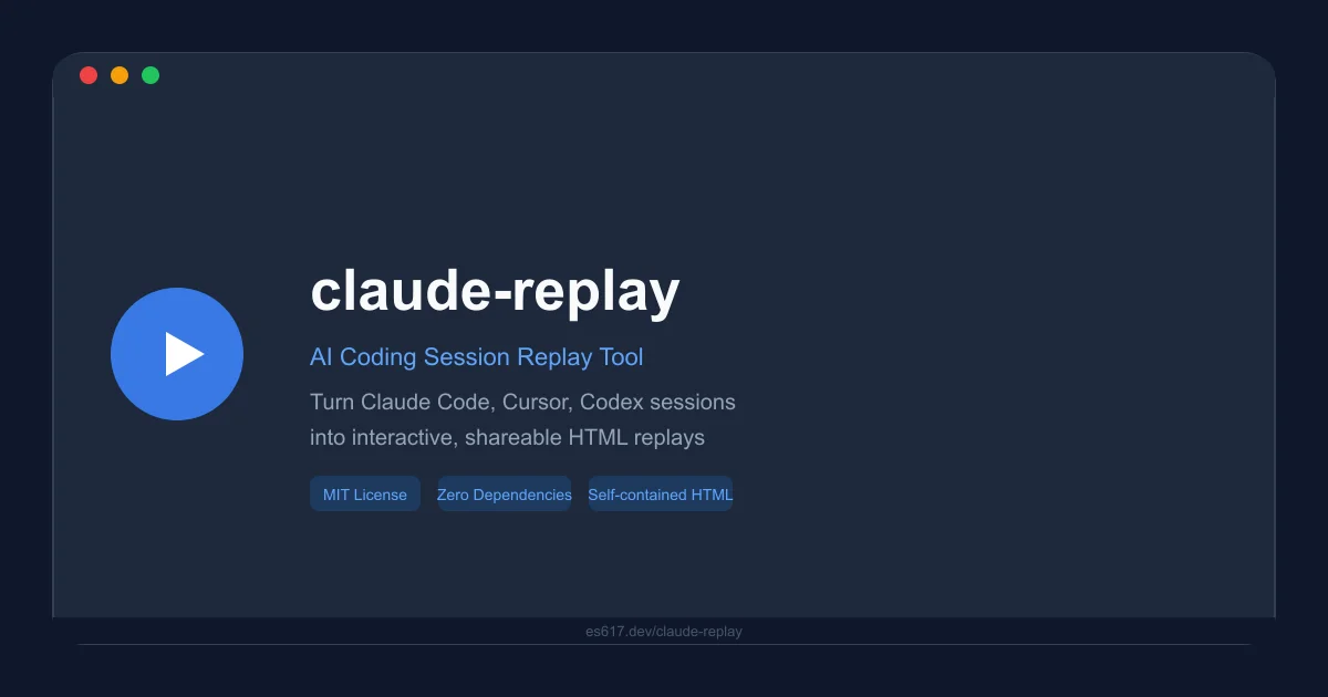 claude-replay – AI coding session replay tool thumbnail