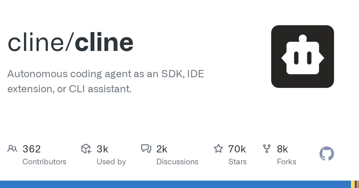 GitHub social preview card for cline/cline