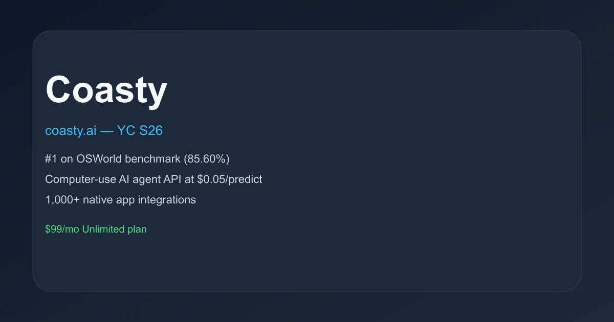 Coasty AI agent platform dashboard showing computer-use task execution