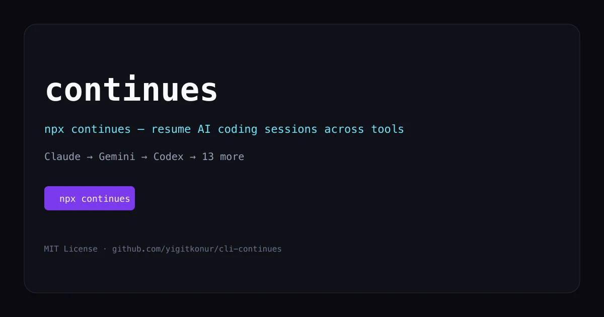 continues – cross-tool AI session handoff