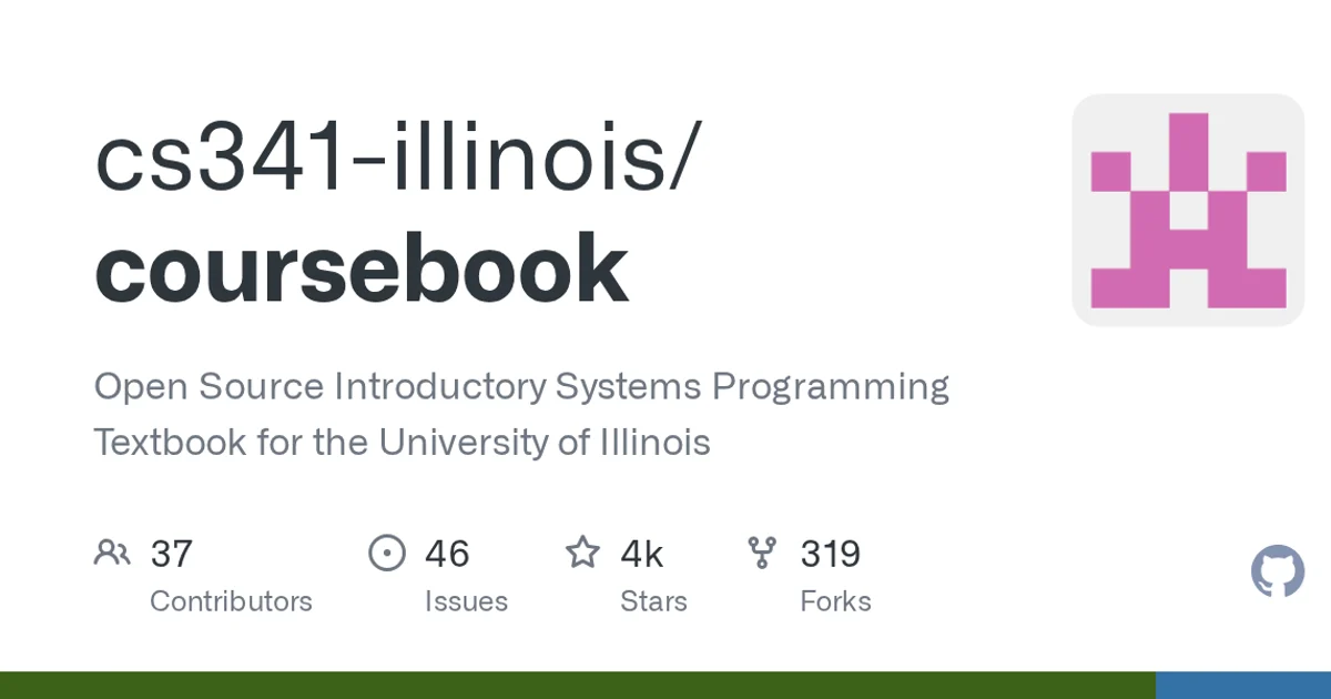 GitHub social preview card for cs341-illinois/coursebook