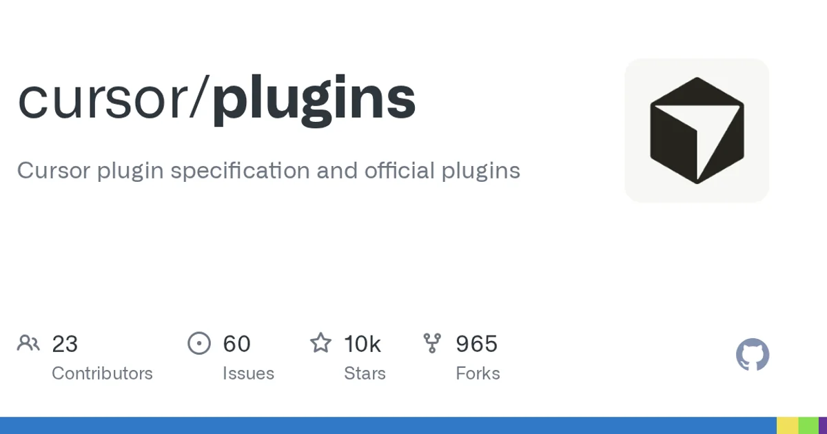 GitHub social preview card for cursor/plugins