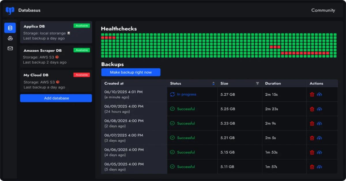 Databasus self-hosted database backup dashboard thumbnail