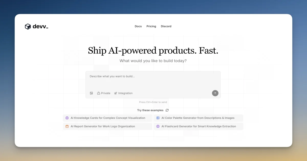 Devv AI coding agent product thumbnail