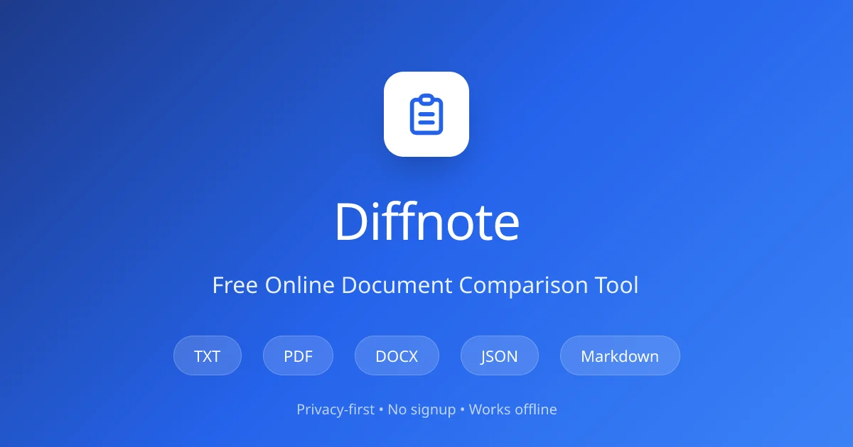 Diffnote - Free Browser-Based Document Diff Tool