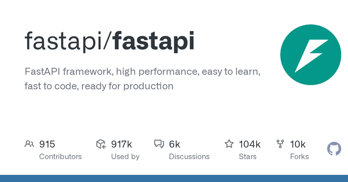 GitHub social preview card for fastapi/fastapi