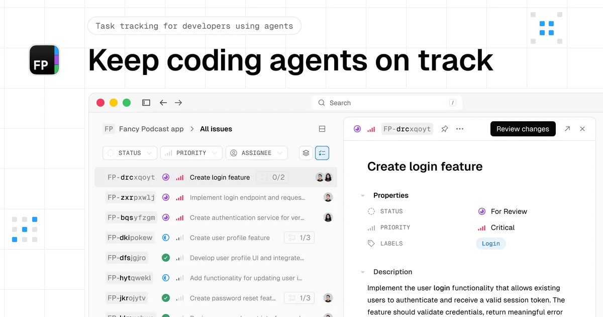 Fiberplane FP agent-native issue tracking interface