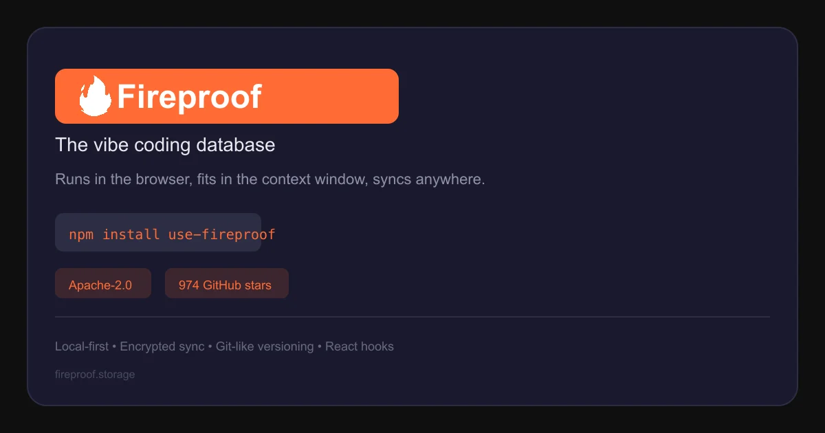 Fireproof local-first database product thumbnail