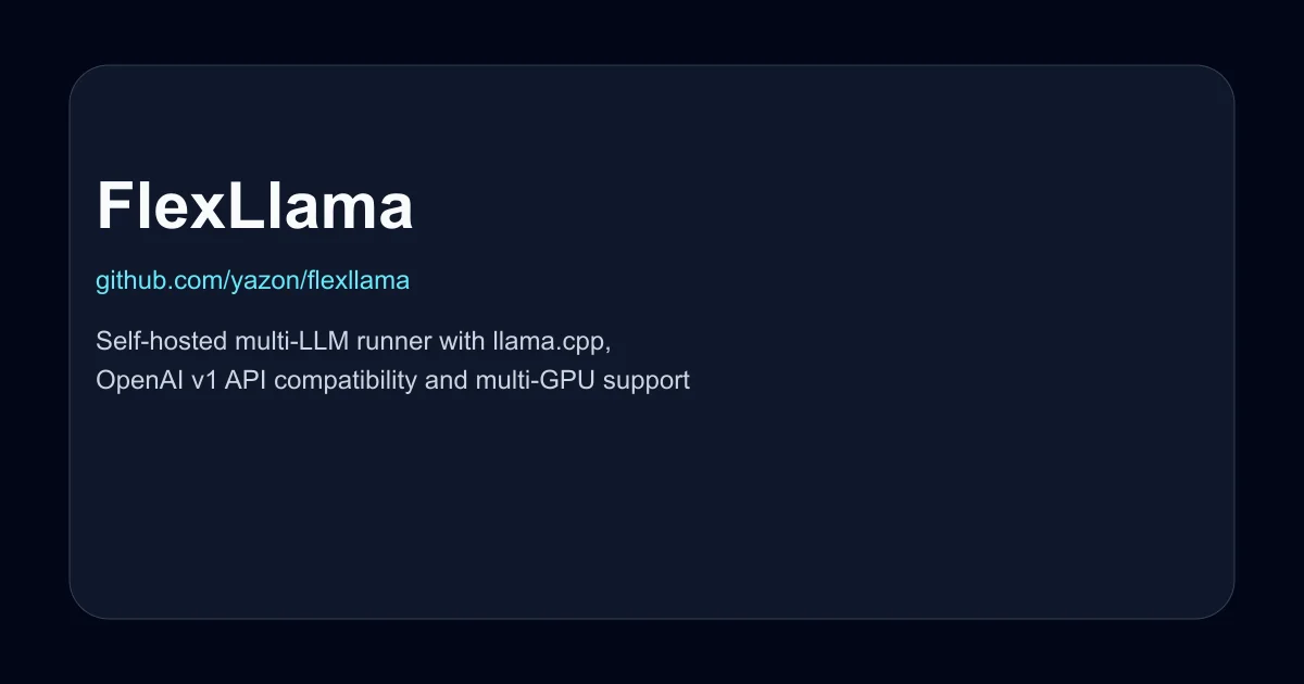 FlexLlama dashboard showing multi-GPU LLM management