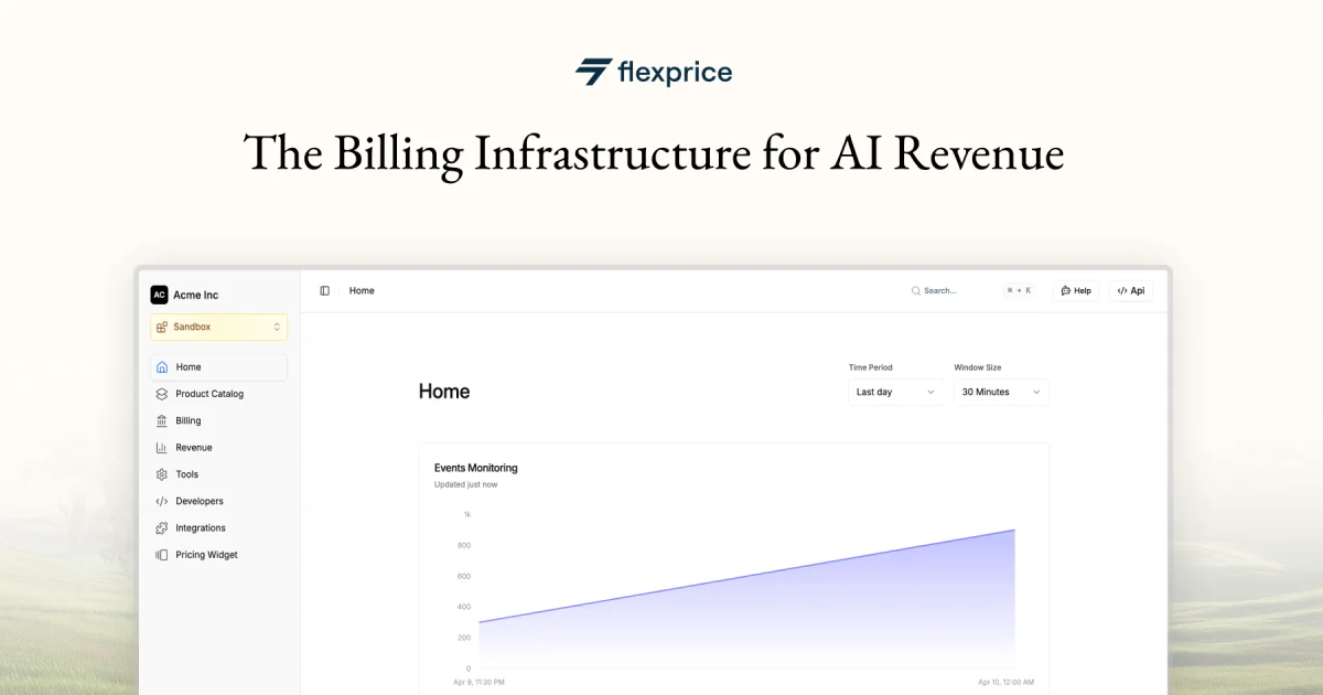 Flexprice usage-based billing dashboard thumbnail