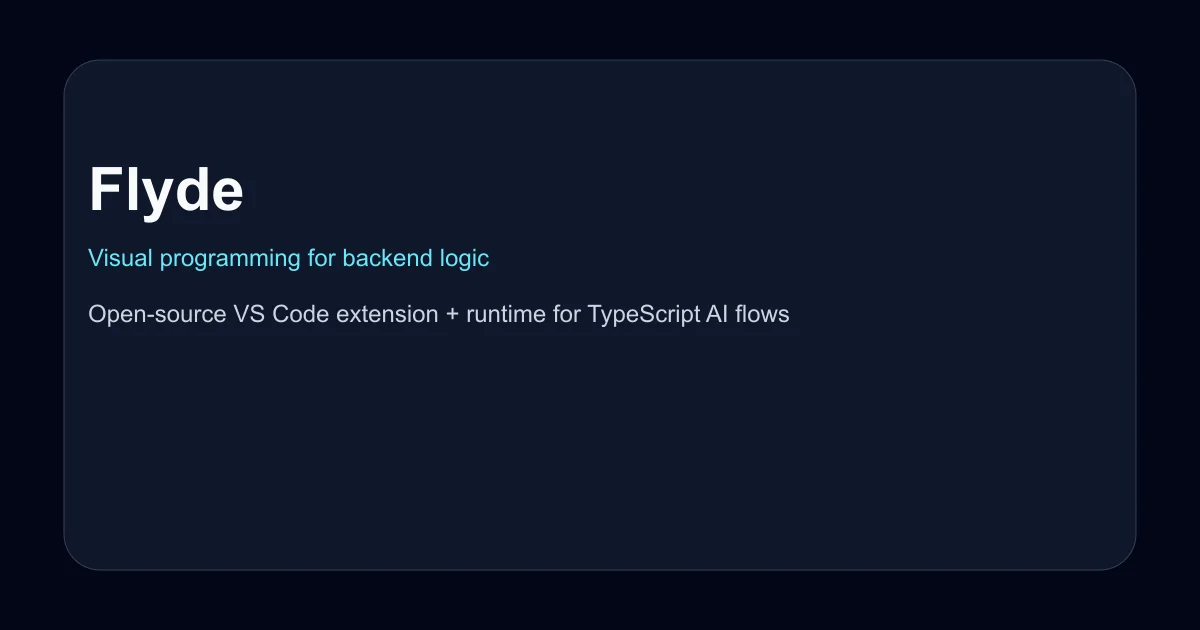 Flyde visual programming interface showing a TypeScript flow graph