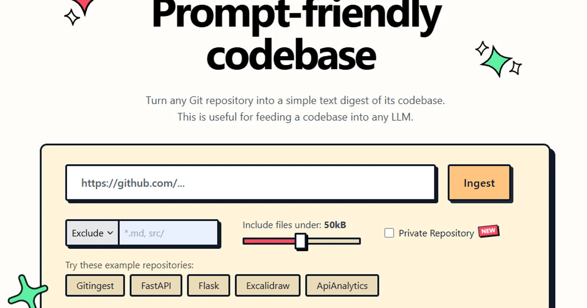 Gitingest - Turn any GitHub repo into a prompt-friendly text extract