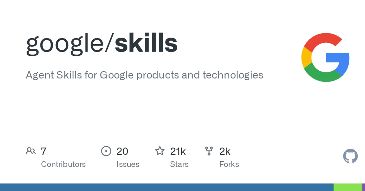 GitHub social preview card for google/skills