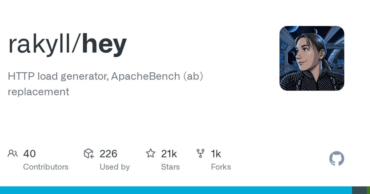 GitHub social preview card for rakyll/hey