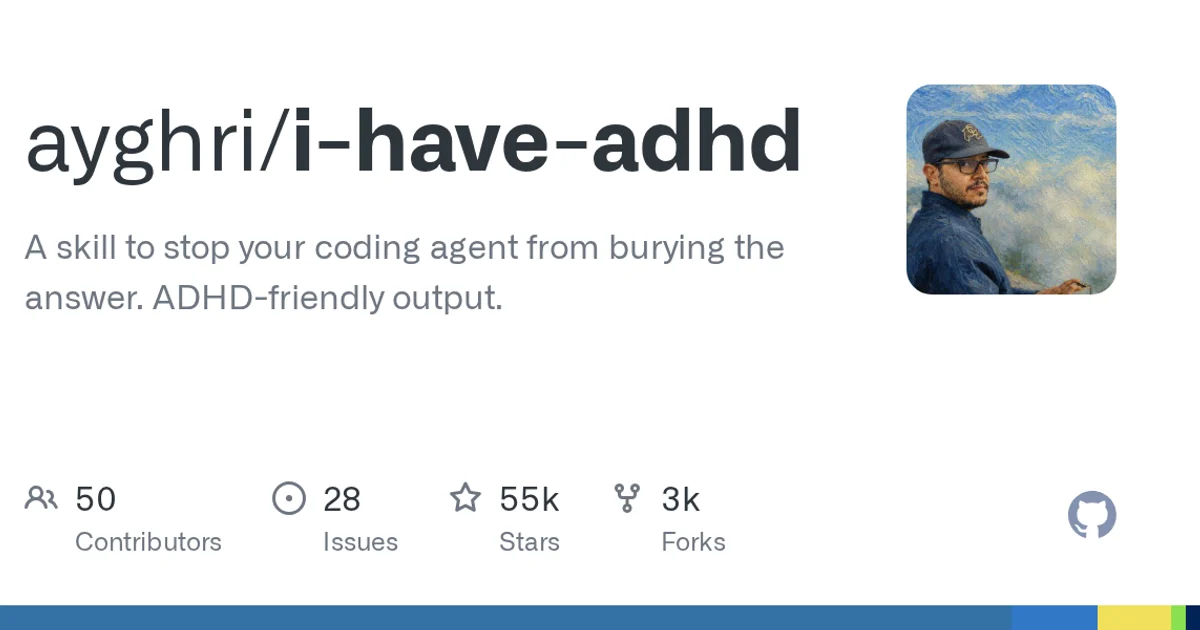 GitHub social preview card for ayghri/i-have-adhd