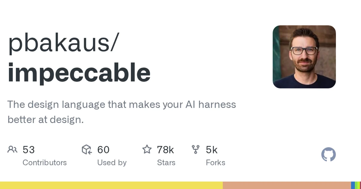 GitHub social preview card for pbakaus/impeccable