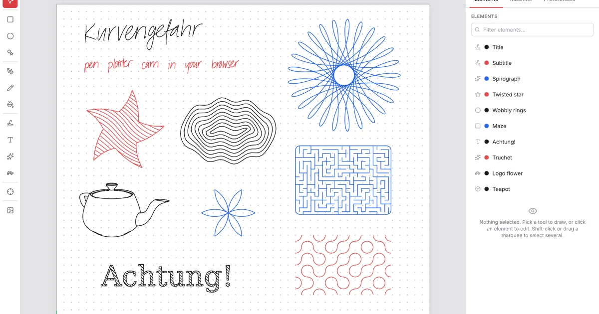 Kurvengefahr pen-plotter CAM interface