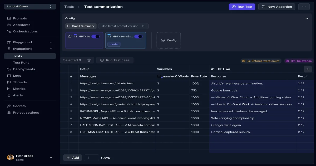 Langtail prompt management platform thumbnail