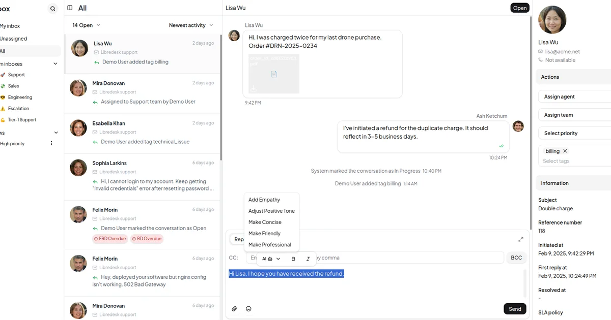 Libredesk - Modern Open Source Customer Support Desk