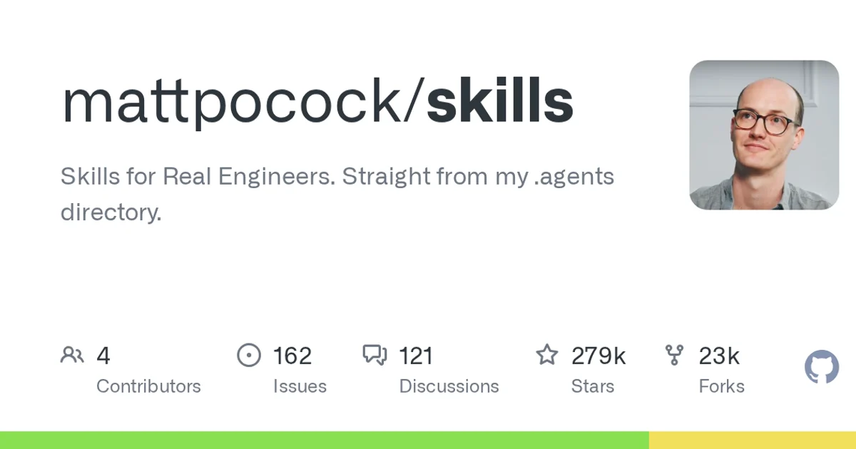 GitHub social preview card for mattpocock/skills