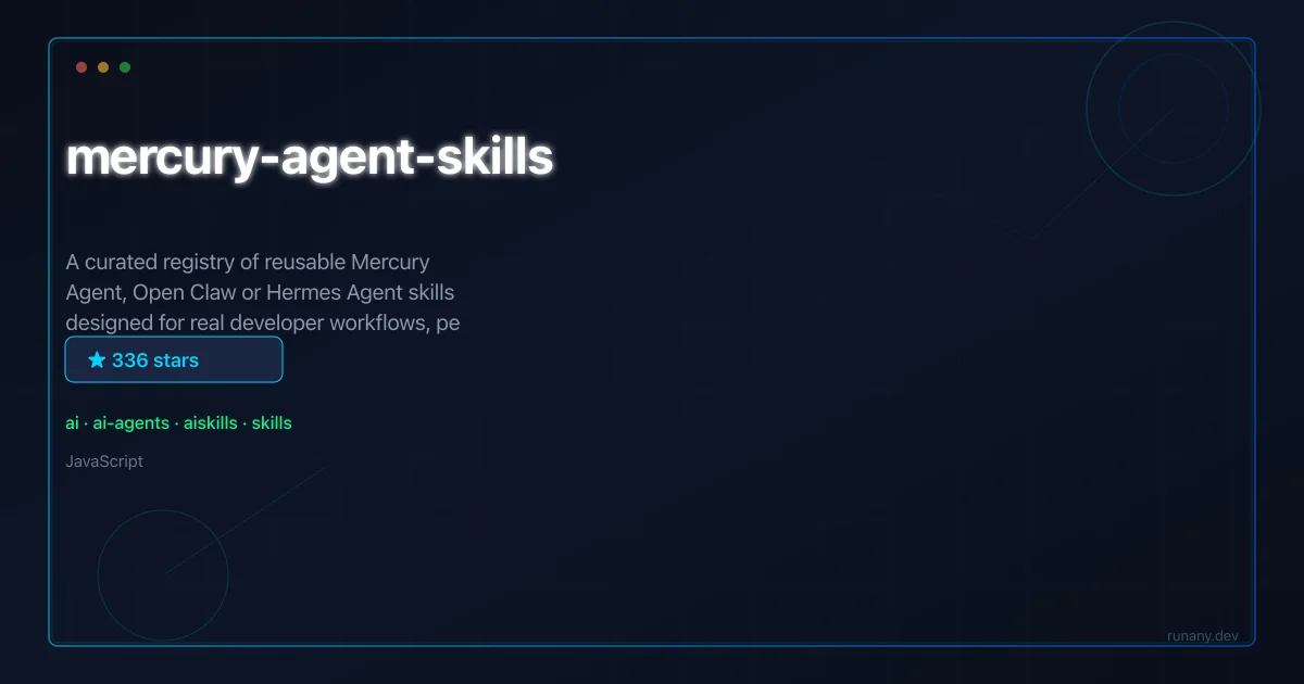 Mercury Agent Skills installable skill registry thumbnail