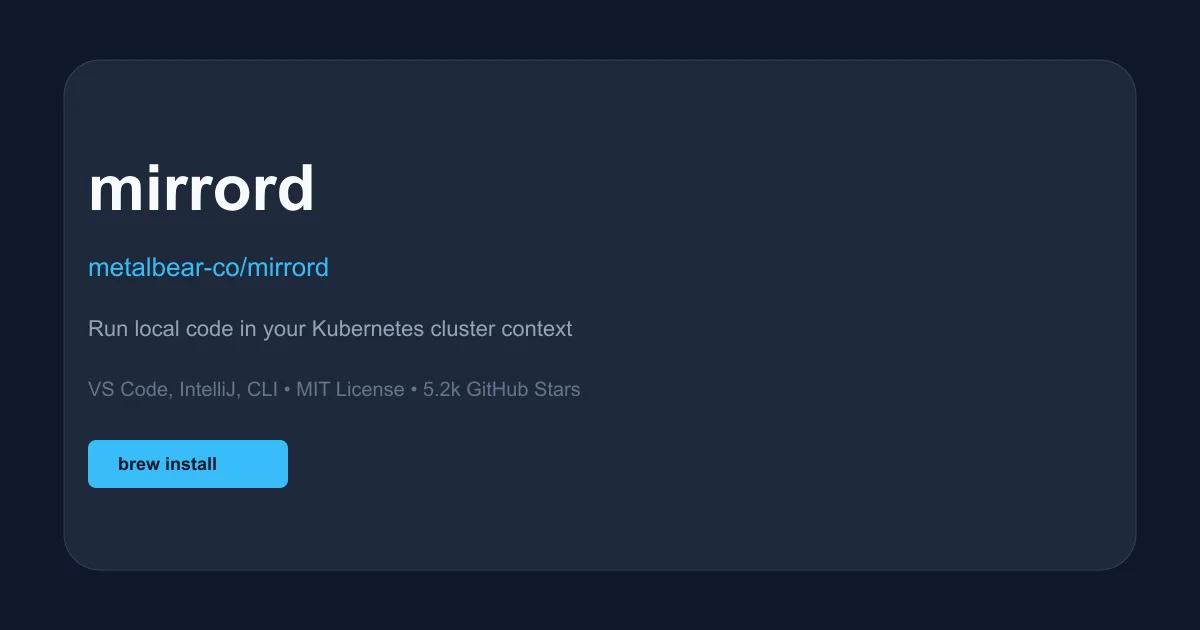 mirrord product thumbnail showing Kubernetes pod impersonation