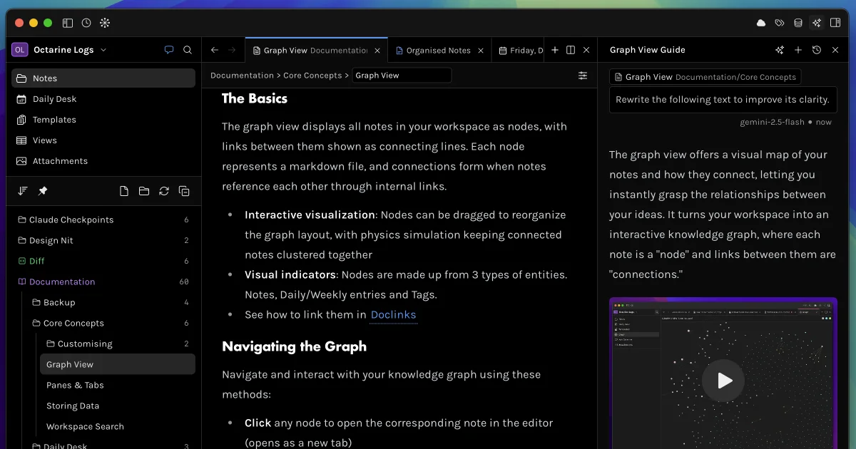 Octarine markdown notes app product UI thumbnail