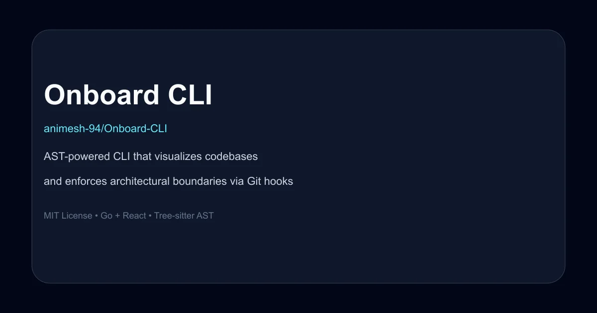 Onboard CLI product thumbnail showing AST-based codebase visualization