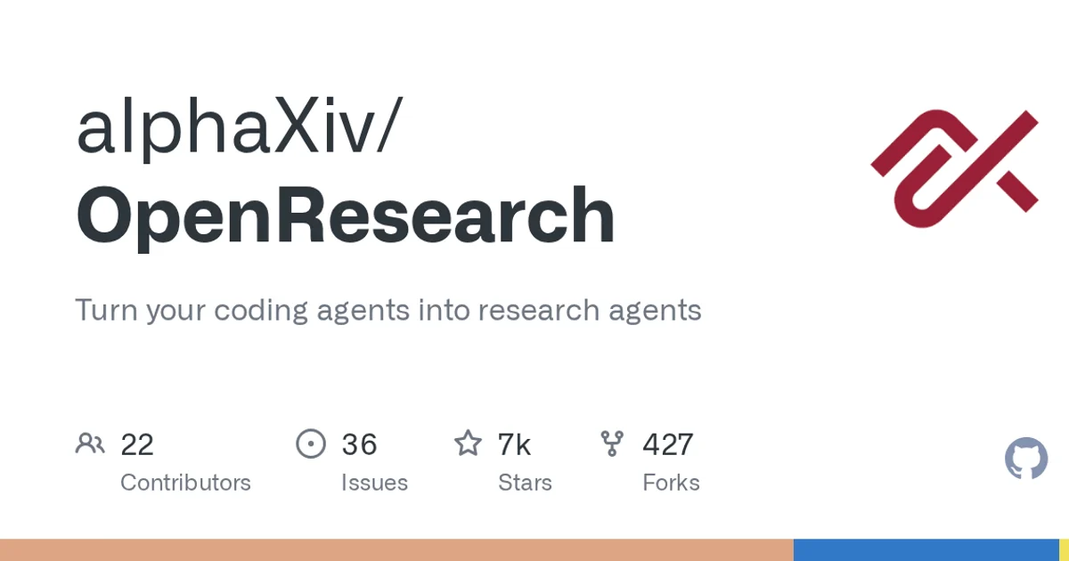 GitHub social preview card for alphaXiv/OpenResearch