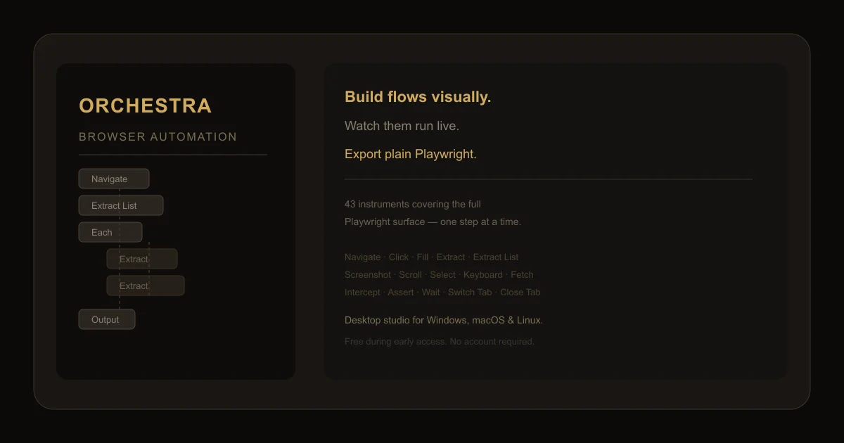 Orchestra - Visual browser automation studio interface