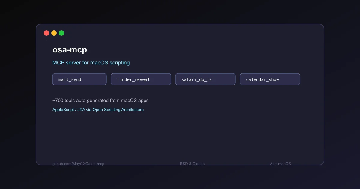 osa-mcp MCP server for macOS Open Scripting Architecture