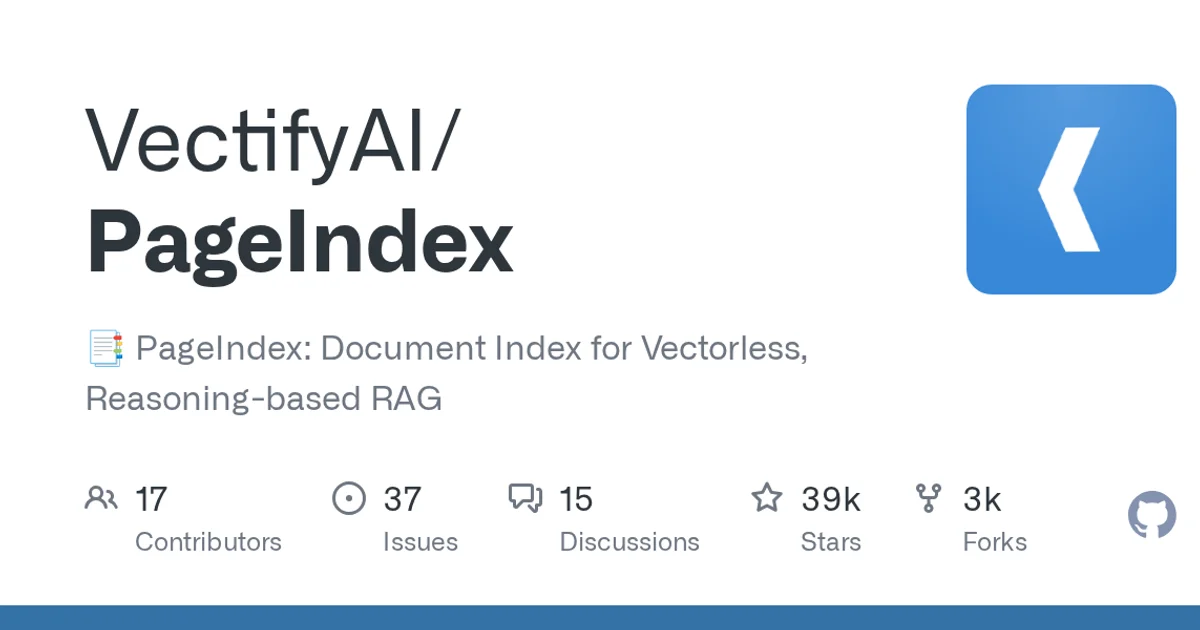 GitHub social preview card for VectifyAI/PageIndex