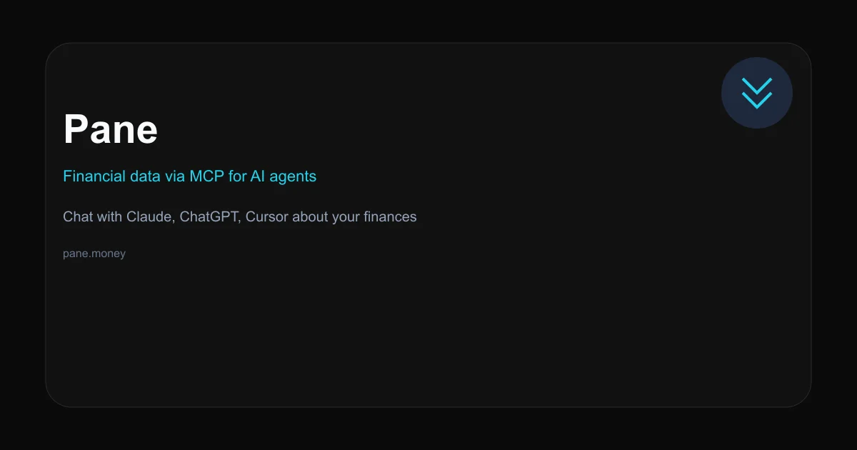 Pane product thumbnail showing financial data chat interface