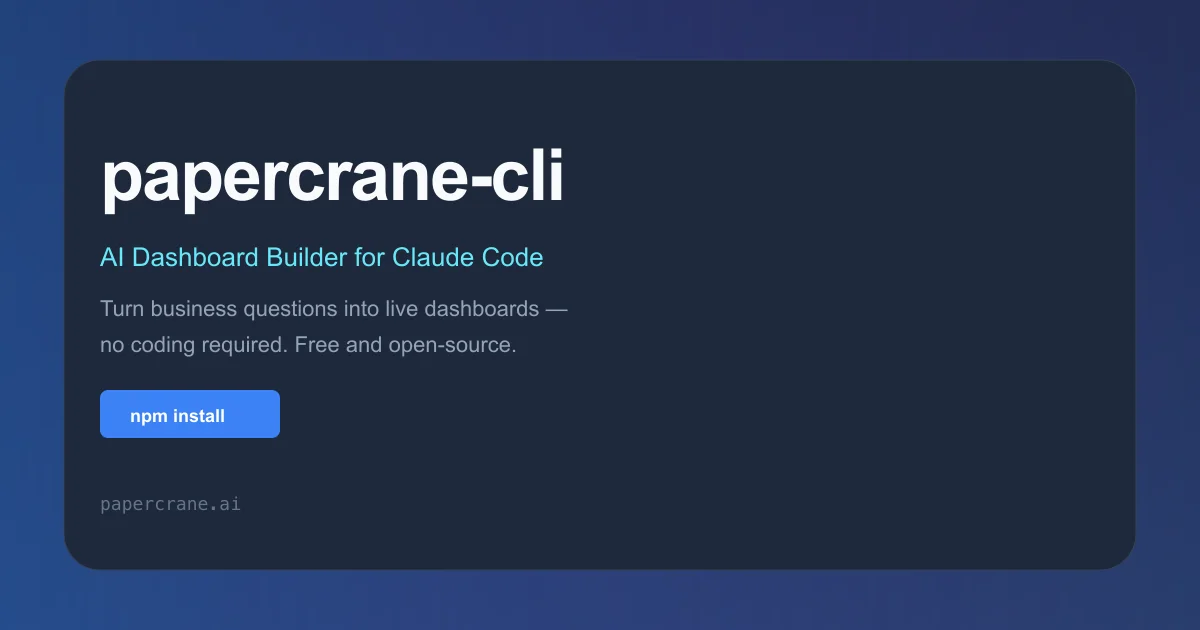 papercrane-cli product thumbnail showing dashboard builder interface