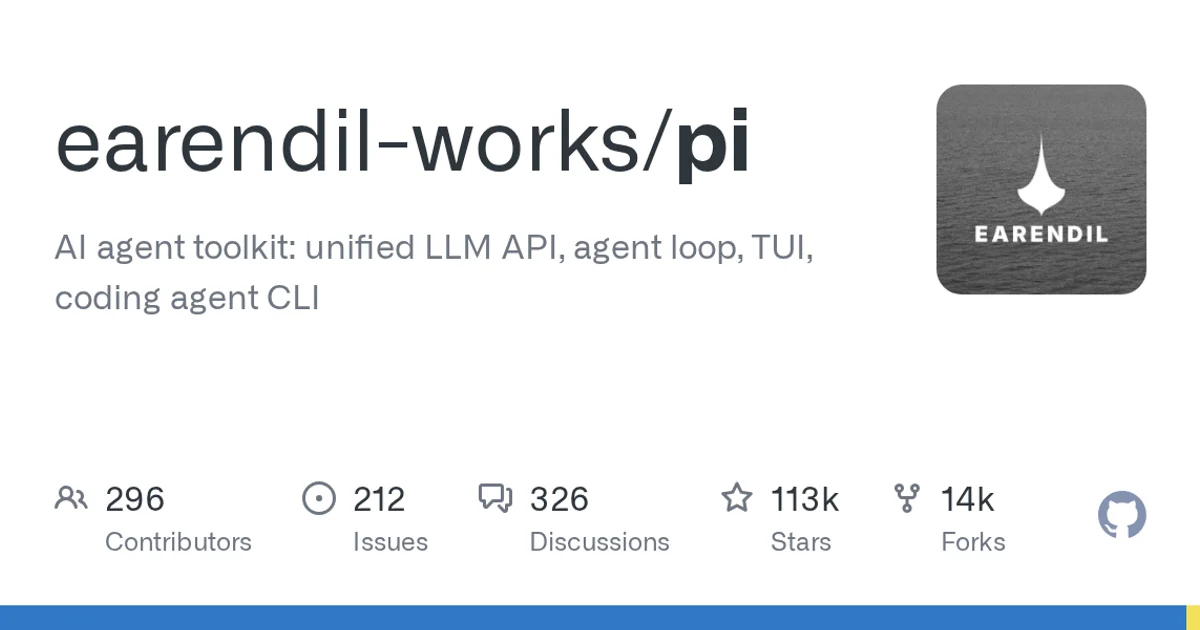 GitHub social preview card for earendil-works/pi