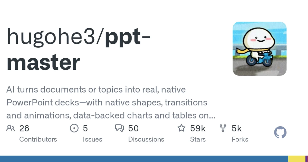 GitHub social preview card for hugohe3/ppt-master