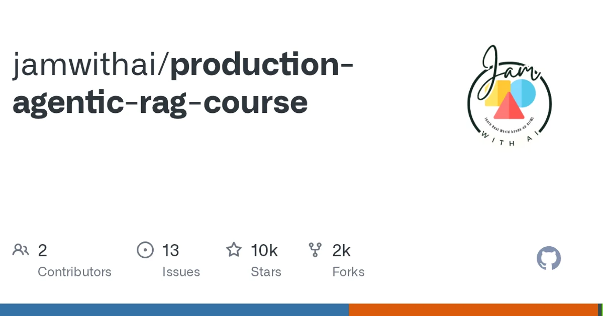 GitHub social preview card for jamwithai/production-agentic-rag-course