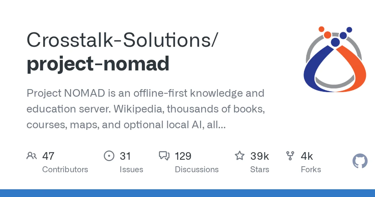 GitHub social preview card for Crosstalk-Solutions/project-nomad