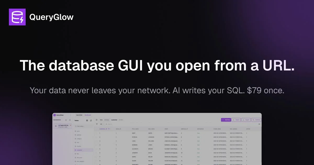 QueryGlow self-hosted database GUI interface
